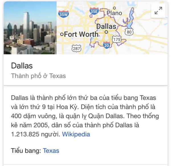 Định nghĩa của Wikipedia về thành phố Dallas ở Mỹ