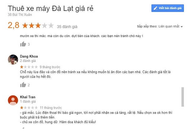 Review cho thuê xe máy Đà Lạt Bùi Thị Xuân